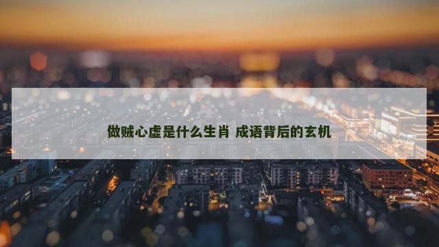 做贼心虚是什么生肖 成语背后的玄机