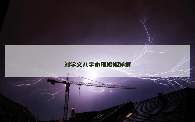 刘学义八字命理婚姻详解
