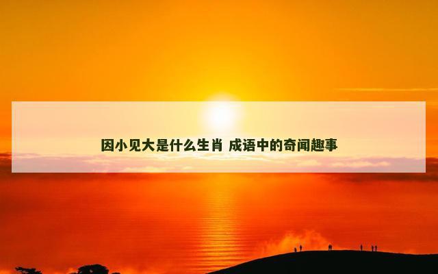 因小见大是什么生肖 成语中的奇闻趣事
