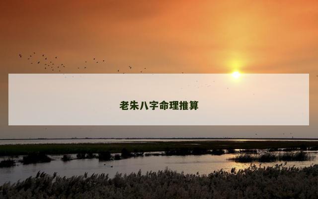 老朱八字命理推算