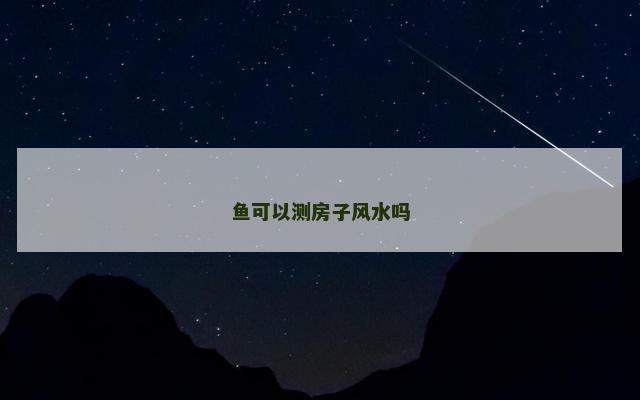 鱼可以测房子风水吗