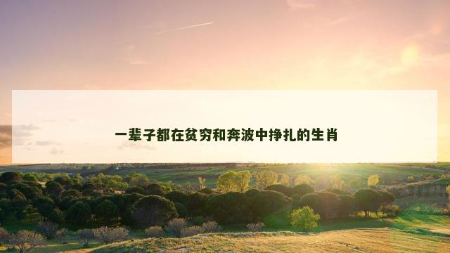 一辈子都在贫穷和奔波中挣扎的生肖