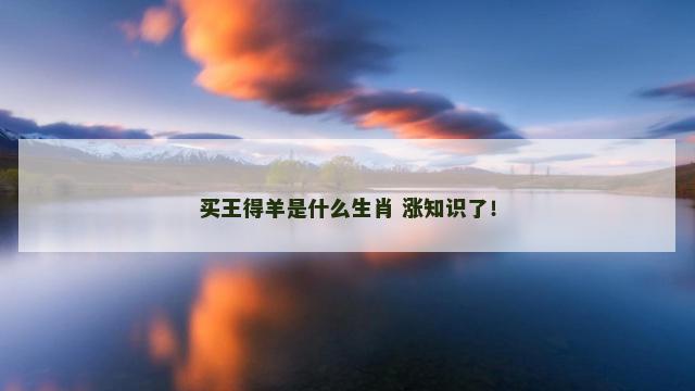 买王得羊是什么生肖 涨知识了！