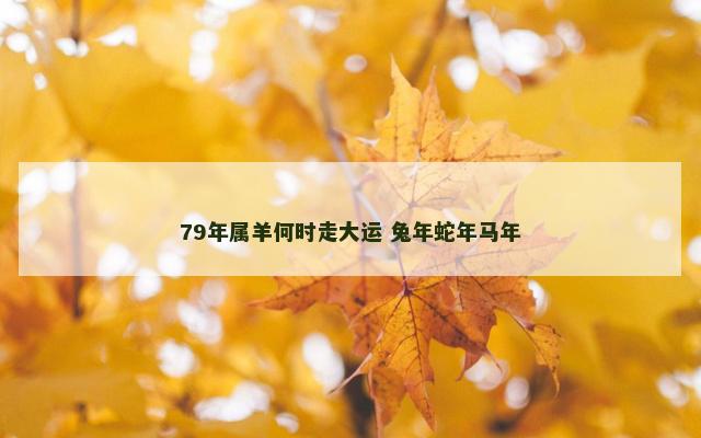 79年属羊何时走大运 兔年蛇年马年
