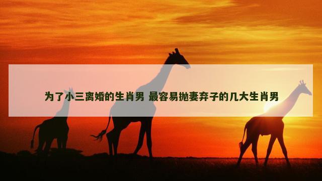 为了小三离婚的生肖男 最容易抛妻弃子的几大生肖男