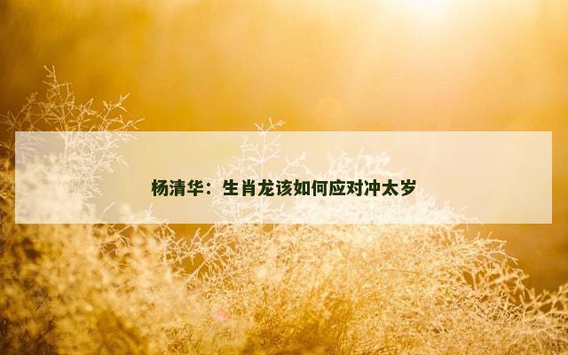 杨清华：生肖龙该如何应对冲太岁