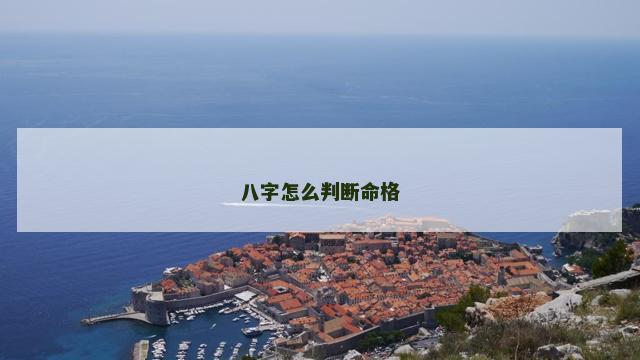 八字怎么判断命格