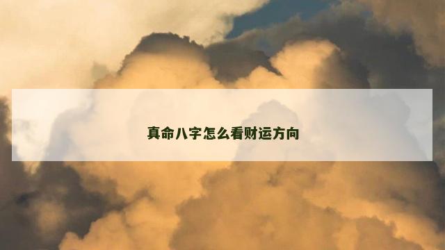 真命八字怎么看财运方向