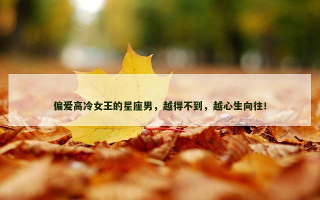 偏爱高冷女王的星座男，越得不到，越心生向往！