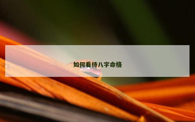 如何看待八字命格