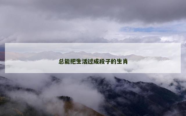 总能把生活过成段子的生肖