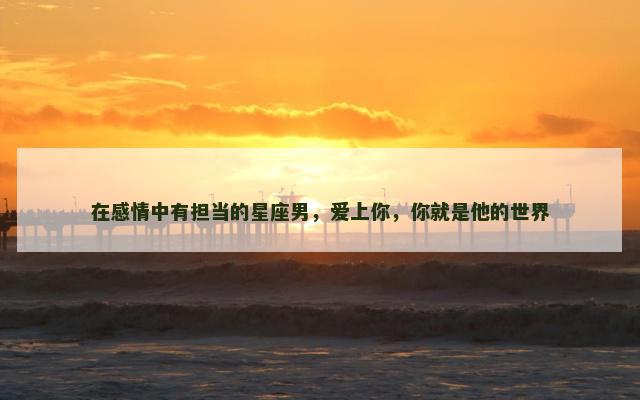 在感情中有担当的星座男，爱上你，你就是他的世界