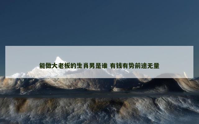 能做大老板的生肖男是谁 有钱有势前途无量