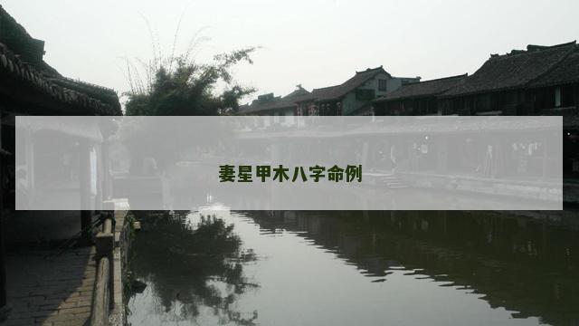 妻星甲木八字命例