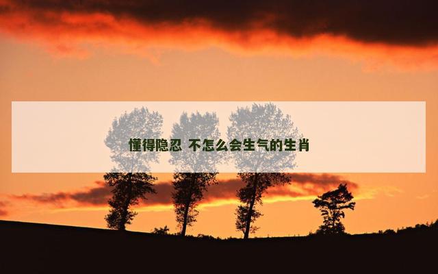 懂得隐忍 不怎么会生气的生肖