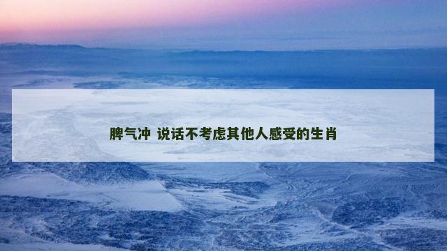 脾气冲 说话不考虑其他人感受的生肖