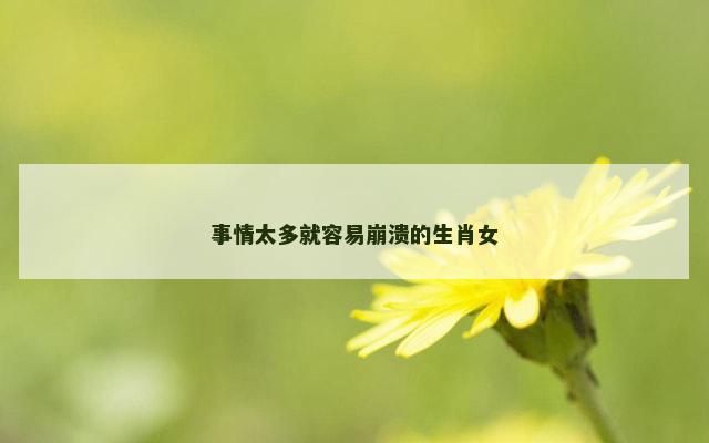 事情太多就容易崩溃的生肖女