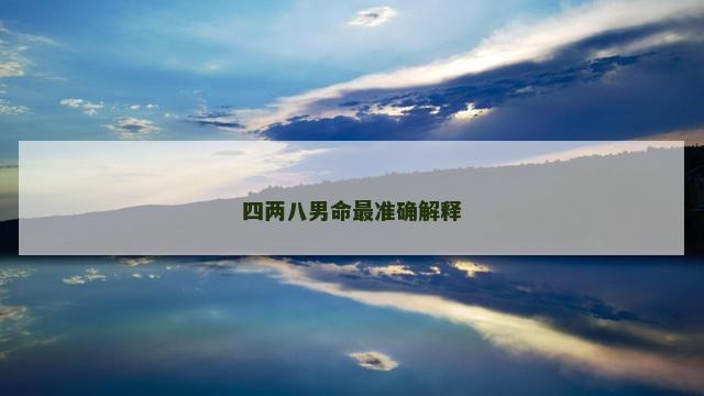 四两八男命最准确解释