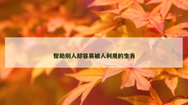 帮助别人却容易被人利用的生肖