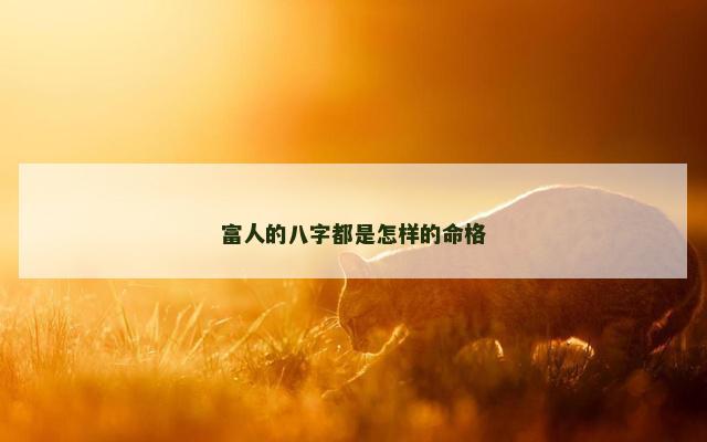 富人的八字都是怎样的命格