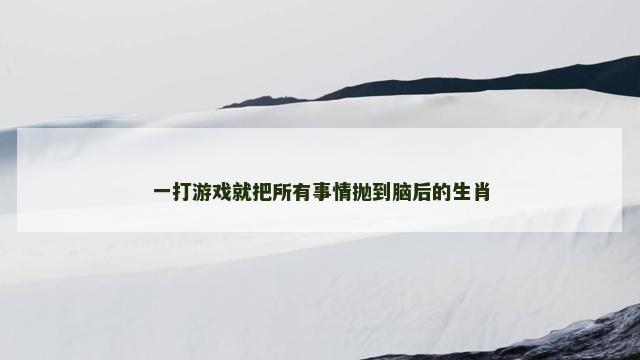 一打游戏就把所有事情抛到脑后的生肖