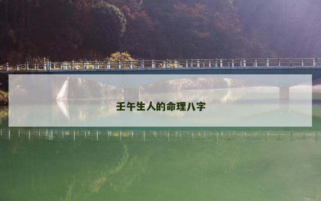 壬午生人的命理八字