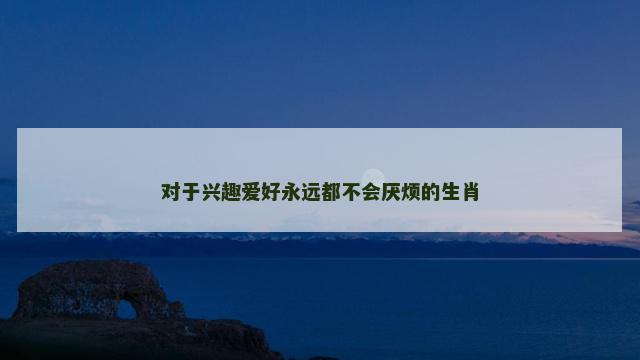 对于兴趣爱好永远都不会厌烦的生肖