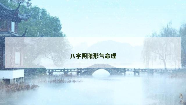 八字阴阳形气命理
