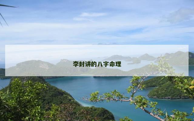 李封讲的八字命理