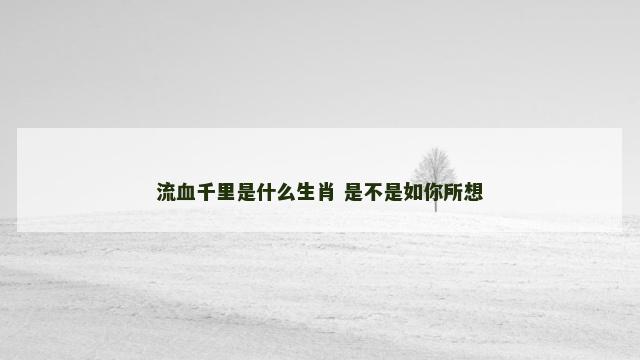 流血千里是什么生肖 是不是如你所想