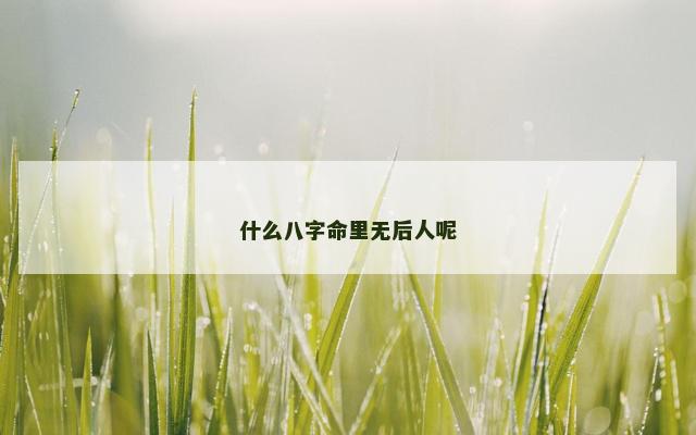 什么八字命里无后人呢
