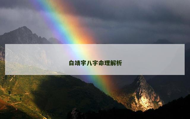白靖宇八字命理解析