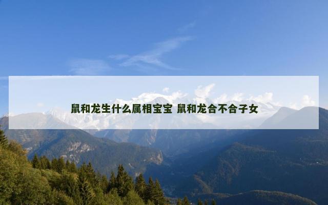 鼠和龙生什么属相宝宝 鼠和龙合不合子女