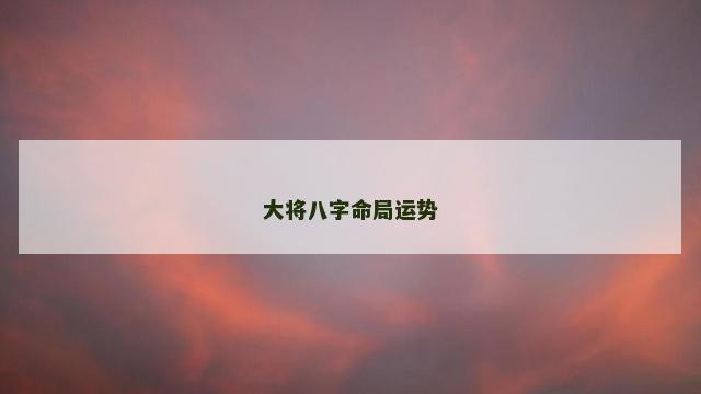 大将八字命局运势