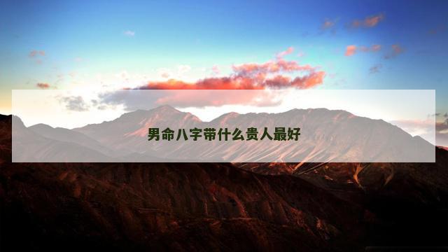男命八字带什么贵人最好