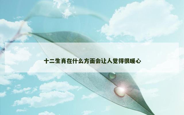十二生肖在什么方面会让人觉得很暖心
