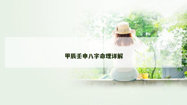 甲辰壬申八字命理详解