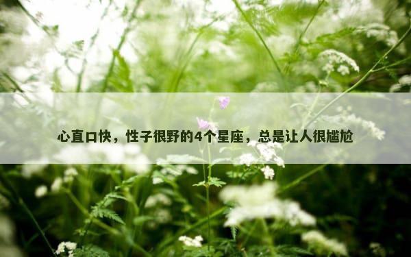 心直口快，性子很野的4个星座，总是让人很尴尬