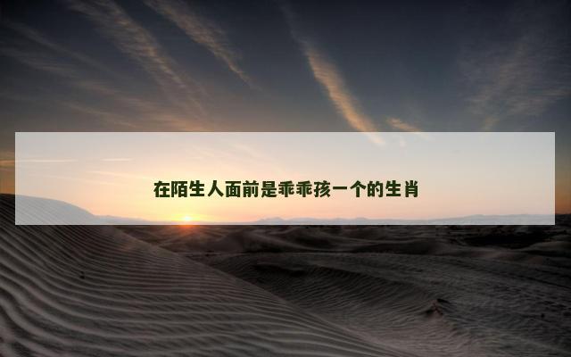 在陌生人面前是乖乖孩一个的生肖