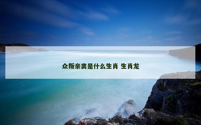 众叛亲离是什么生肖 生肖龙