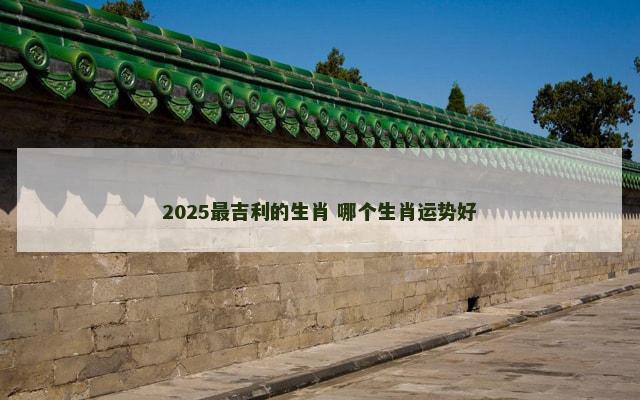 2025最吉利的生肖 哪个生肖运势好