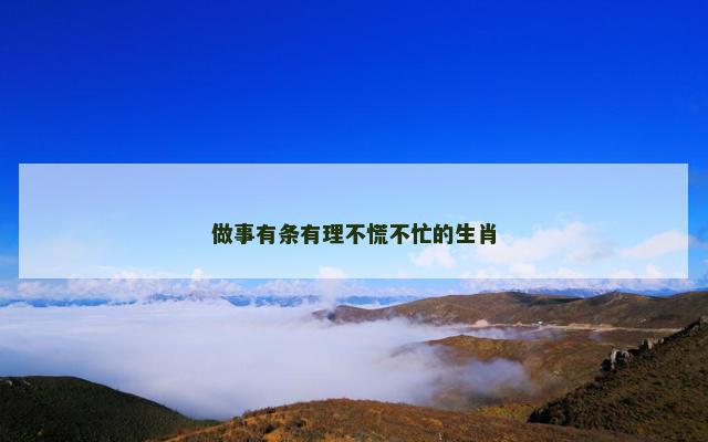做事有条有理不慌不忙的生肖