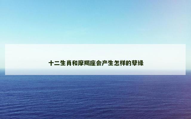 十二生肖和摩羯座会产生怎样的孽缘