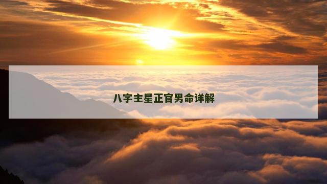 八字主星正官男命详解