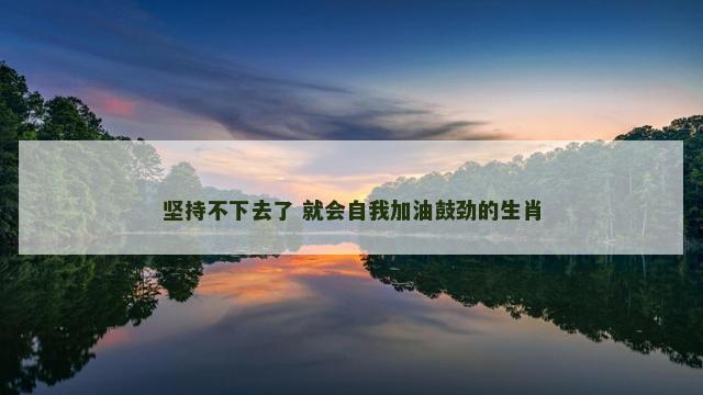 坚持不下去了 就会自我加油鼓劲的生肖