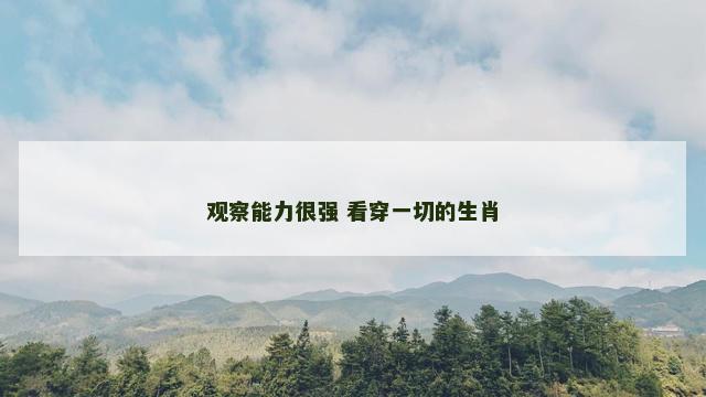 观察能力很强 看穿一切的生肖