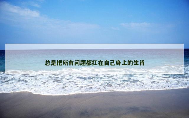 总是把所有问题都扛在自己身上的生肖