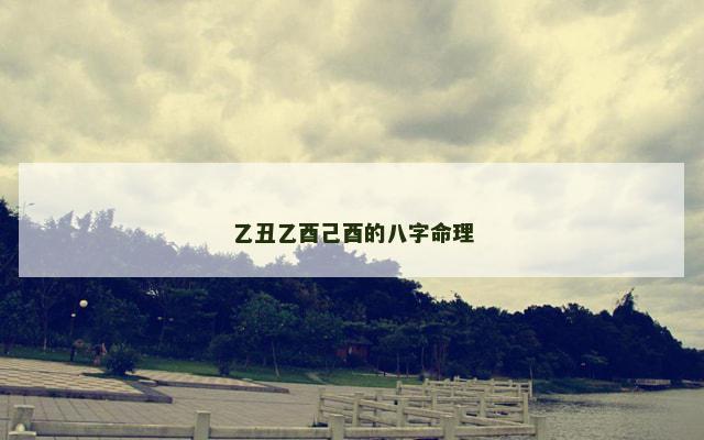 乙丑乙酉己酉的八字命理