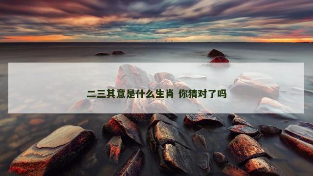 二三其意是什么生肖 你猜对了吗