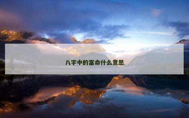 八字中的富命什么意思